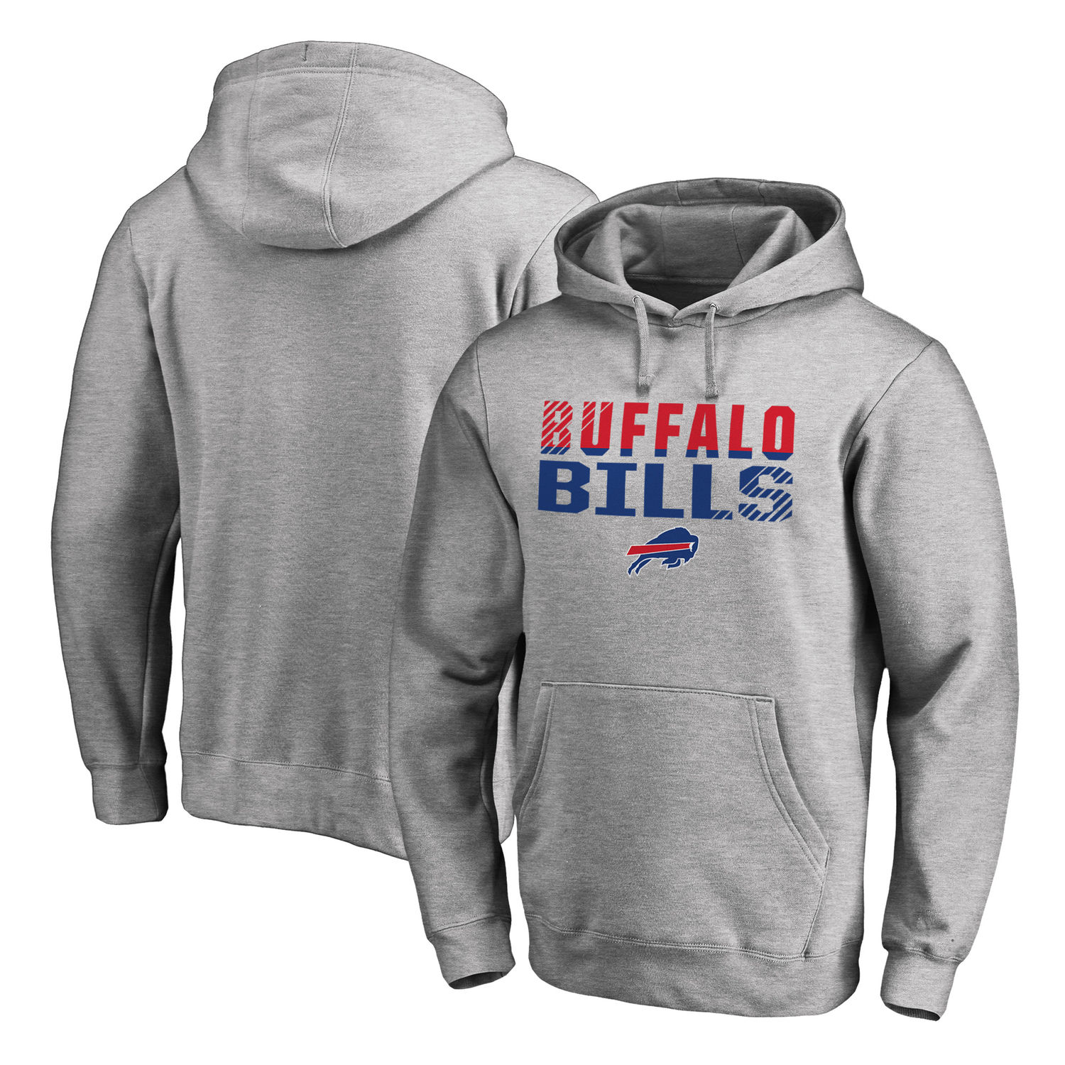 Men's Buffalo Bills NFL Pro Line by Fanatics Branded Ash Iconic Collection Fade Out Pullover Hoodie