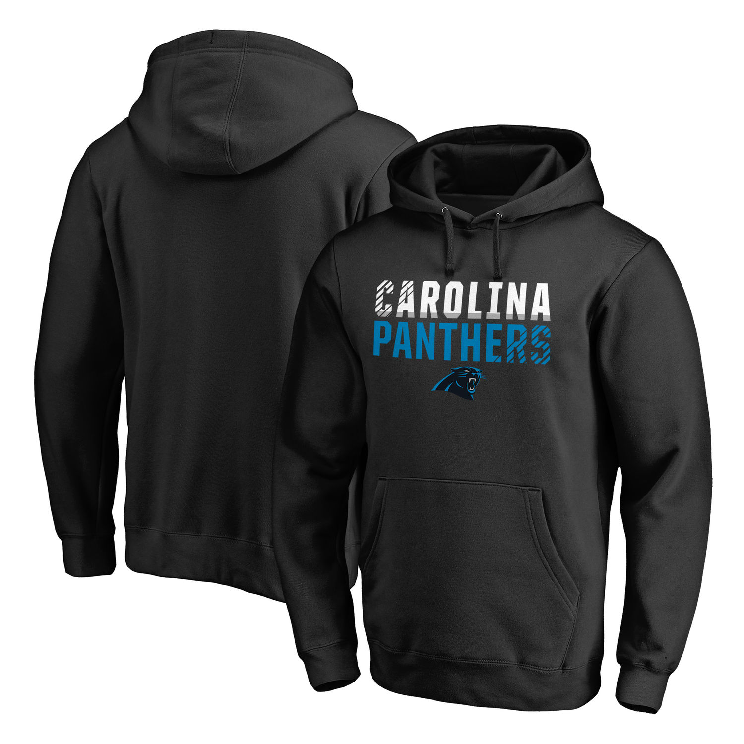 Men's Carolina Panthers NFL Pro Line by Fanatics Branded Black Iconic Collection Fade Out Pullover Hoodie
