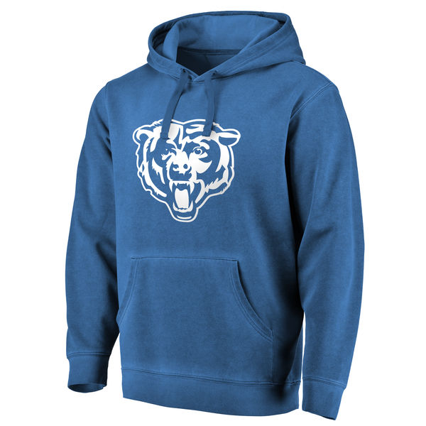 Men's Chicago Bears NFL Pro Line by Fanatics Branded Navy White Logo Shadow Washed Pullover Hoodie - Click Image to Close