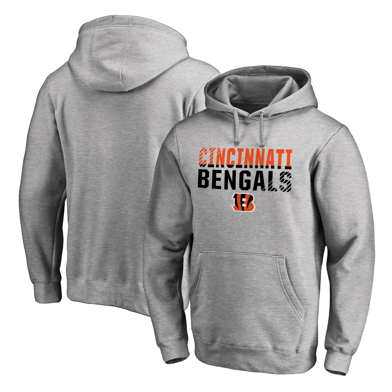 Men's Cincinnati Bengals NFL Pro Line by Fanatics Branded Ash Iconic Collection Fade Out Pullover Hoodie