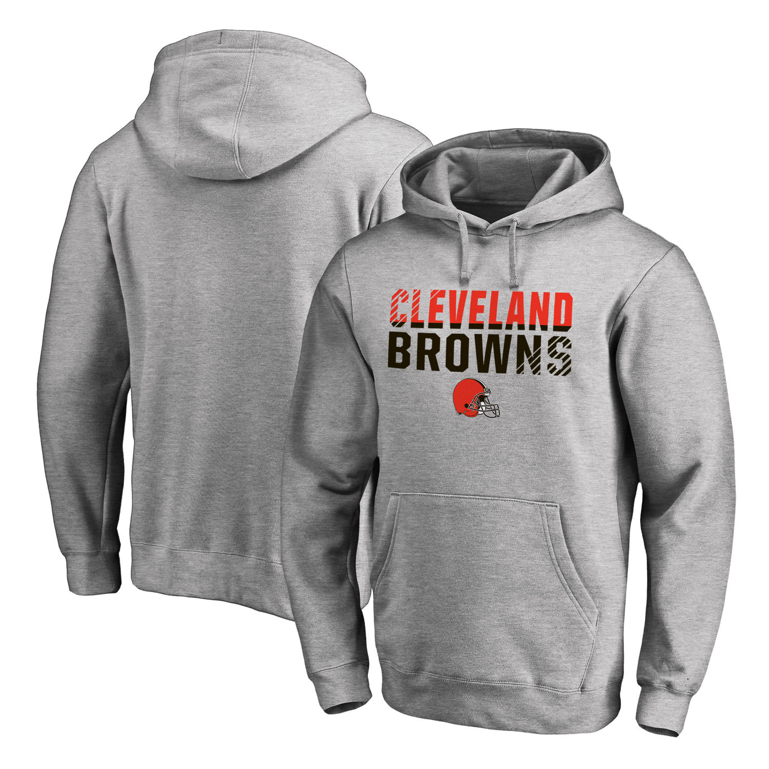 Men's Cleveland Browns NFL Pro Line by Fanatics Branded Ash Iconic Collection Fade Out Pullover Hoodie