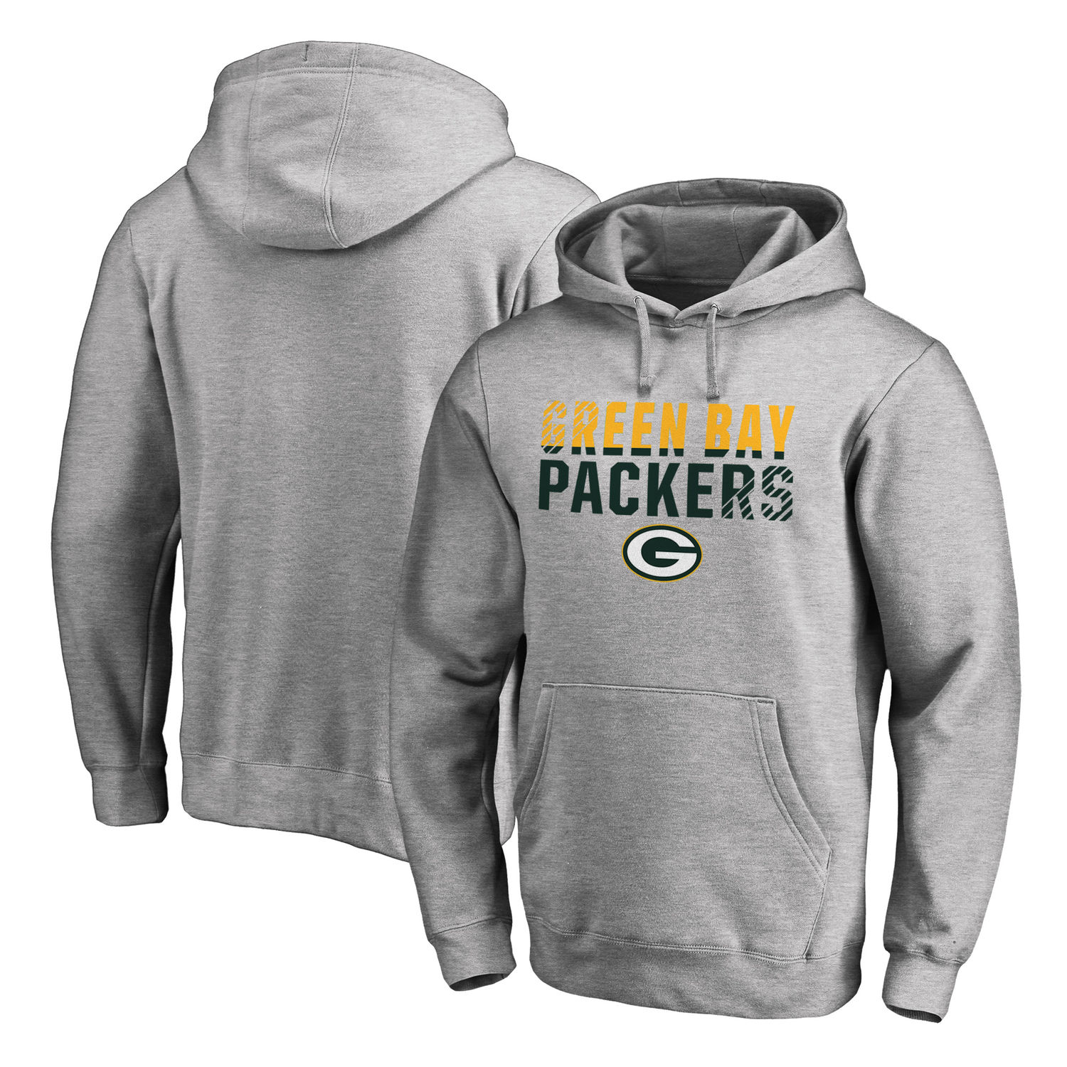 Men's Green Bay Packers NFL Pro Line by Fanatics Branded Ash Iconic Collection Fade Out Pullover Hoodie