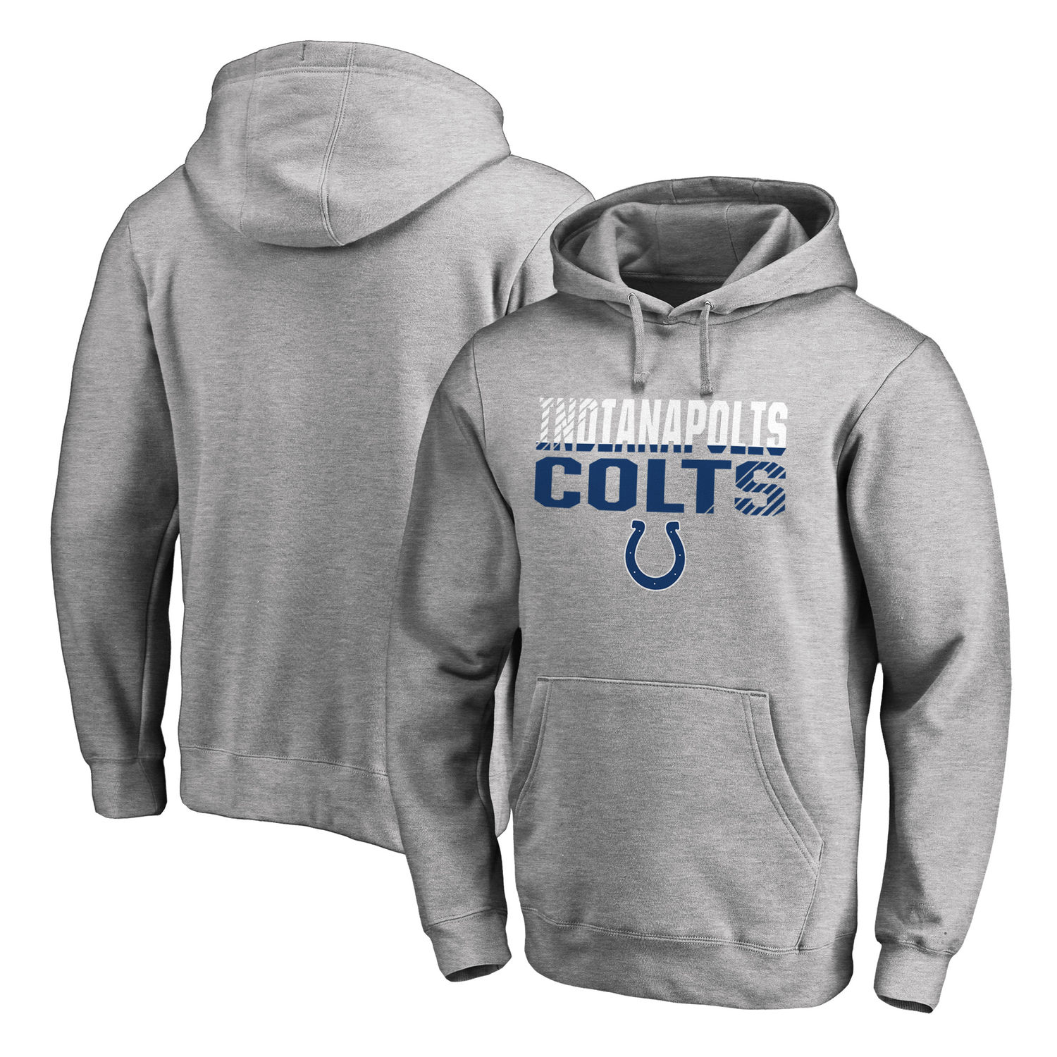 Men's Indianapolis Colts NFL Pro Line by Fanatics Branded Ash Iconic Collection Fade Out Pullover Hoodie