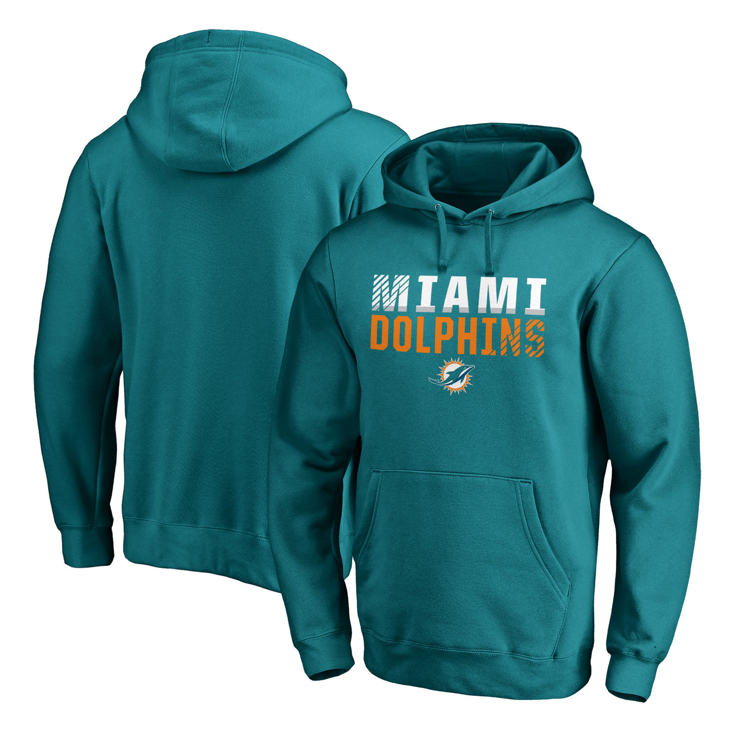 Men's Miami Dolphins NFL Pro Line by Fanatics Branded Aqua Iconic Collection Fade Out Pullover Hoodie