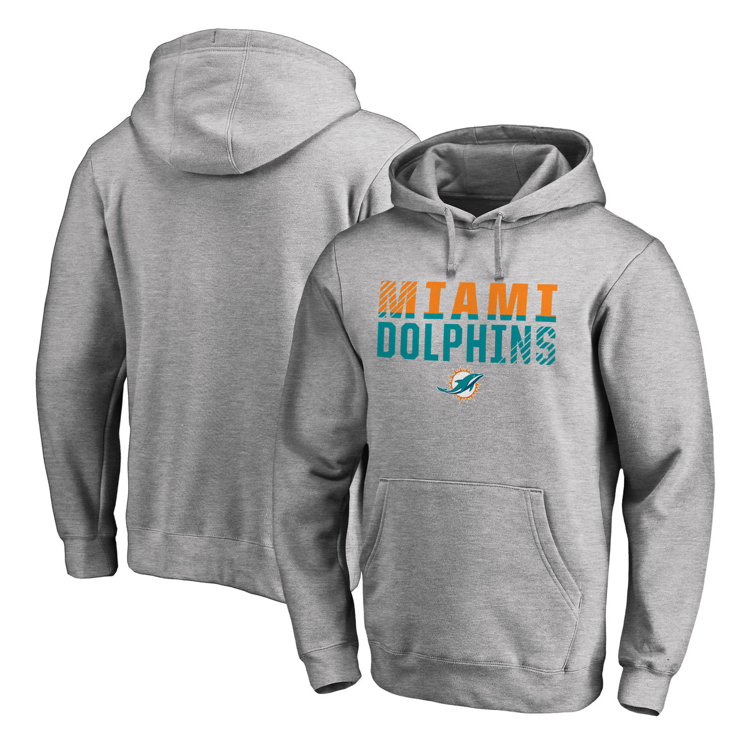 Men's Miami Dolphins NFL Pro Line by Fanatics Branded Ash Iconic Collection Fade Out Pullover Hoodie