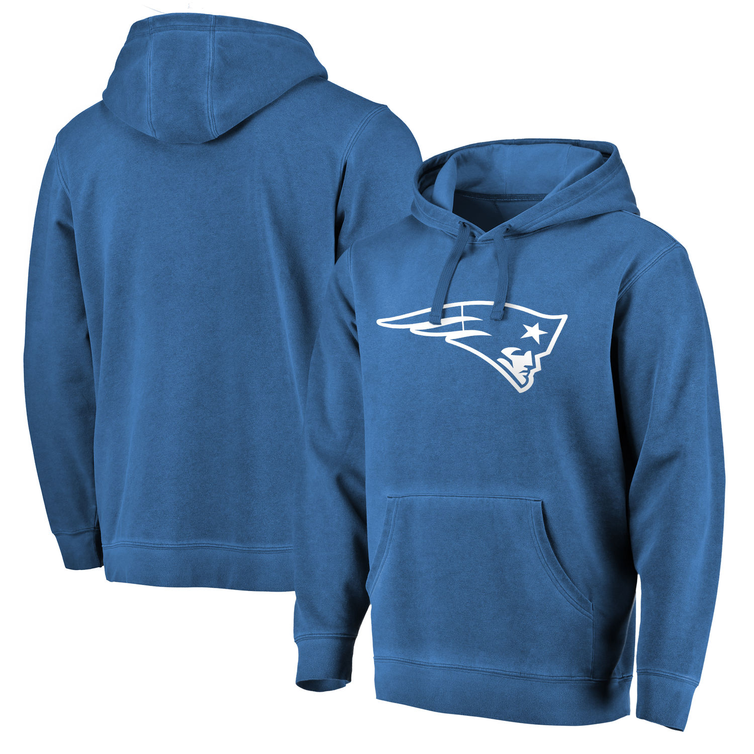 Men's New England Patriots NFL Pro Line by Fanatics Branded Navy White Logo Shadow Washed Pullover Hoodie