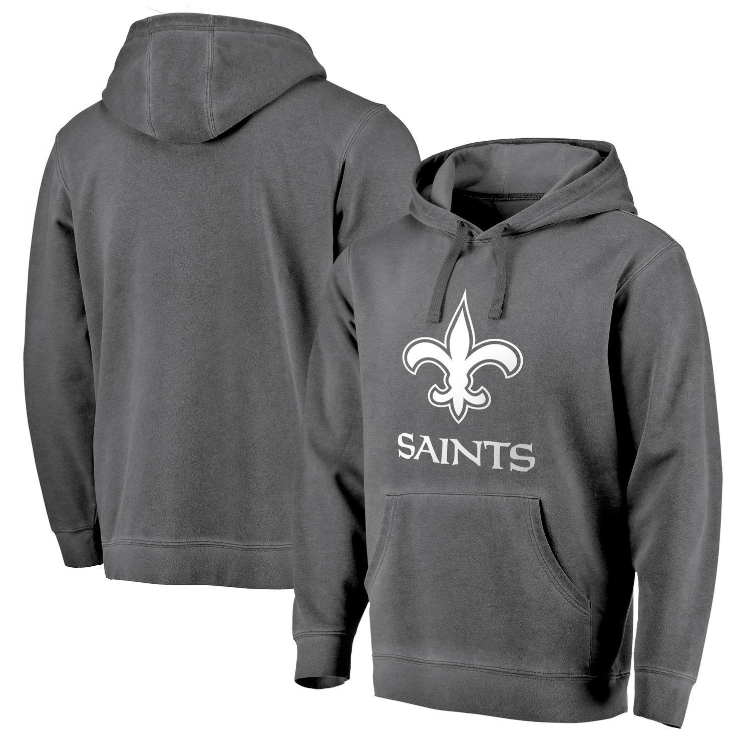 Men's New Orleans Saints NFL Pro Line by Fanatics Branded Black White Logo Shadow Washed Pullover Hoodie