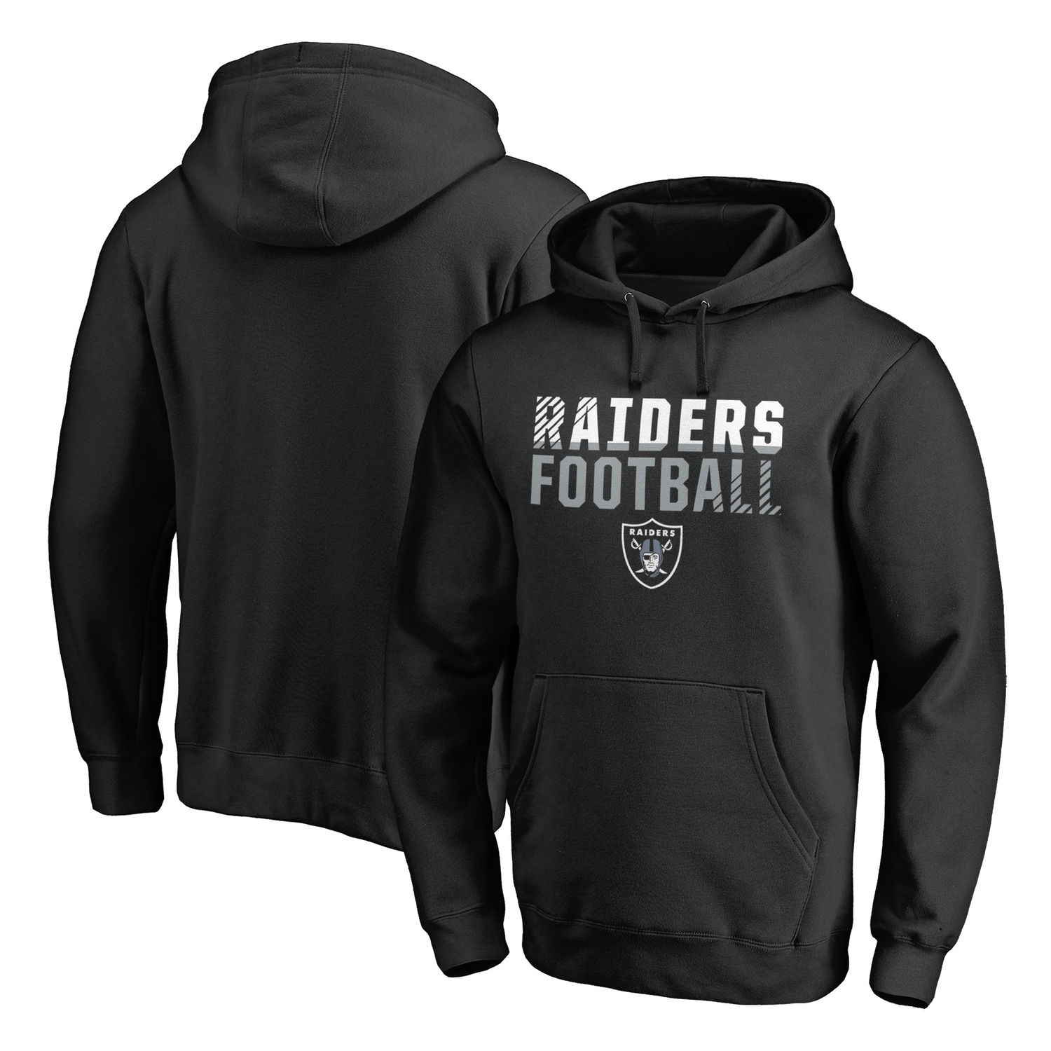 Men's Oakland Raiders NFL Pro Line by Fanatics Branded Black Iconic Collection Fade Out Pullover Hoodie