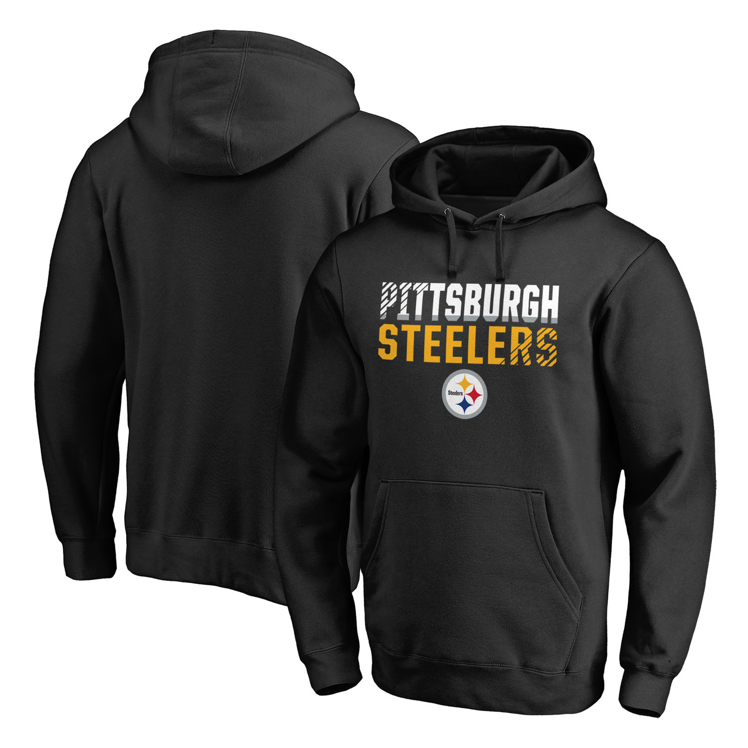 Men's Pittsburgh Steelers NFL Pro Line by Fanatics Branded Black Iconic Collection Fade Out Pullover Hoodie