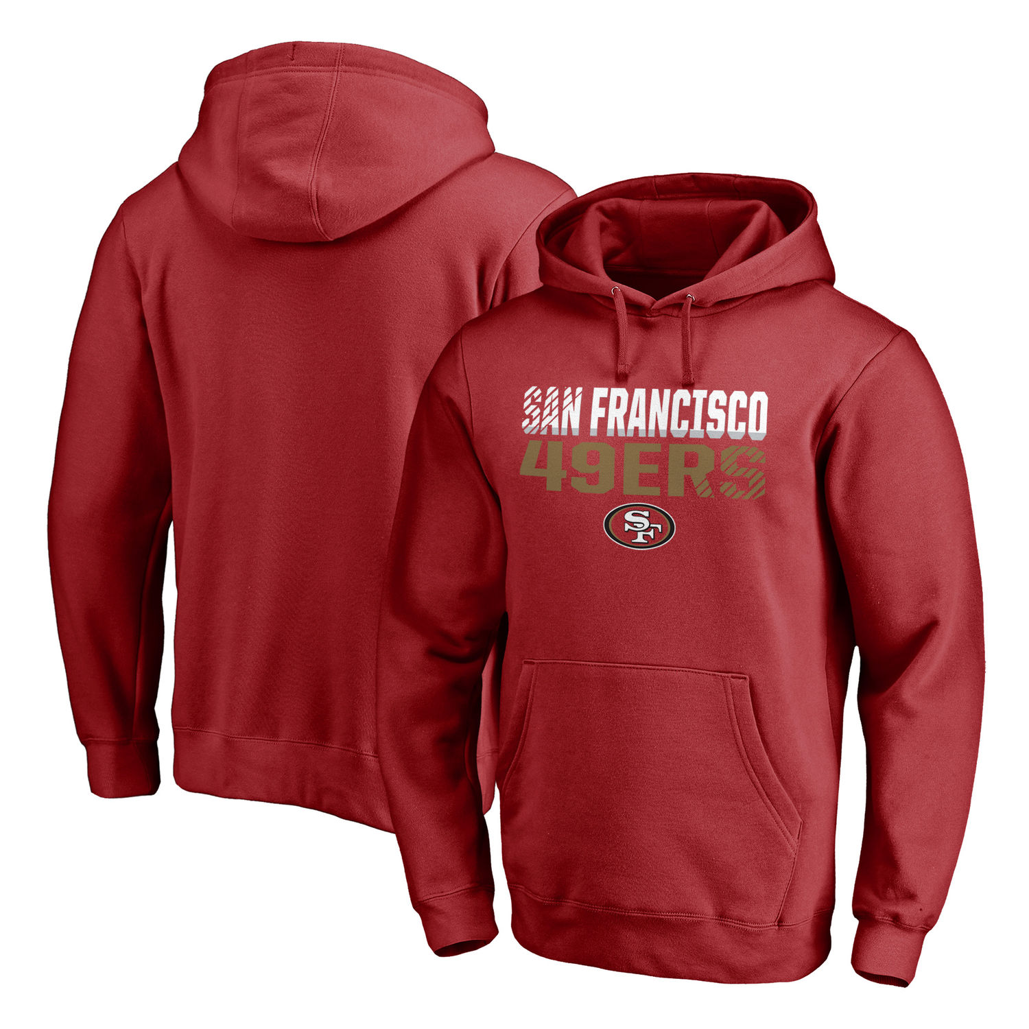 Men's San Francisco 49ers NFL Pro Line by Fanatics Branded Scarlet Iconic Collection Fade Out Pullover Hoodie