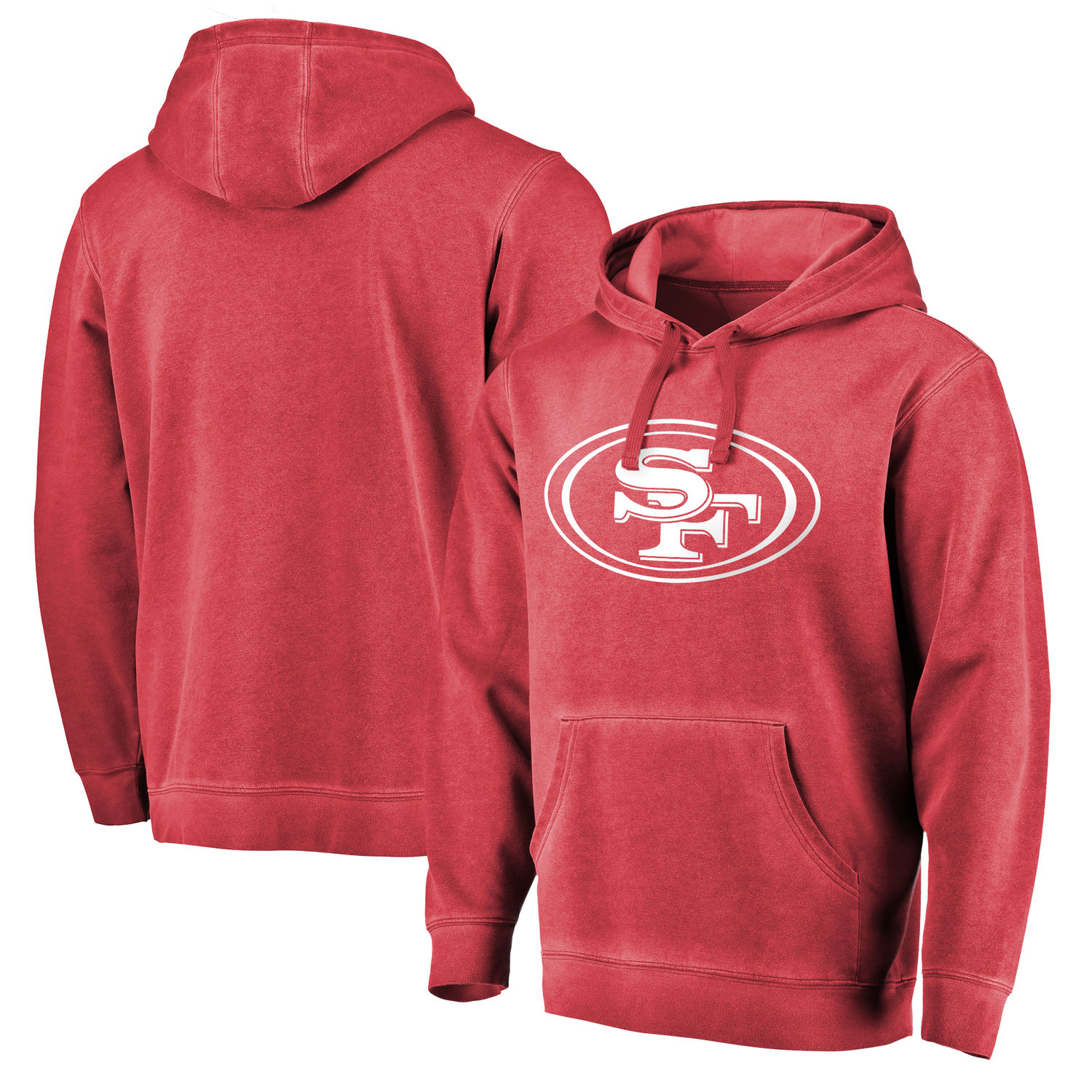 Men's San Francisco 49ers NFL Pro Line by Fanatics Branded Scarlet White Logo Shadow Washed Pullover Hoodie