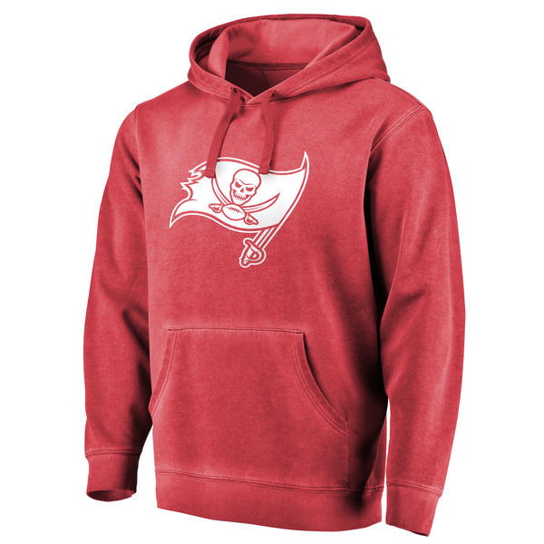 Men's Tampa Bay Buccaneers NFL Pro Line by Fanatics Branded Red White Logo Shadow Washed Pullover Hoodie - Click Image to Close