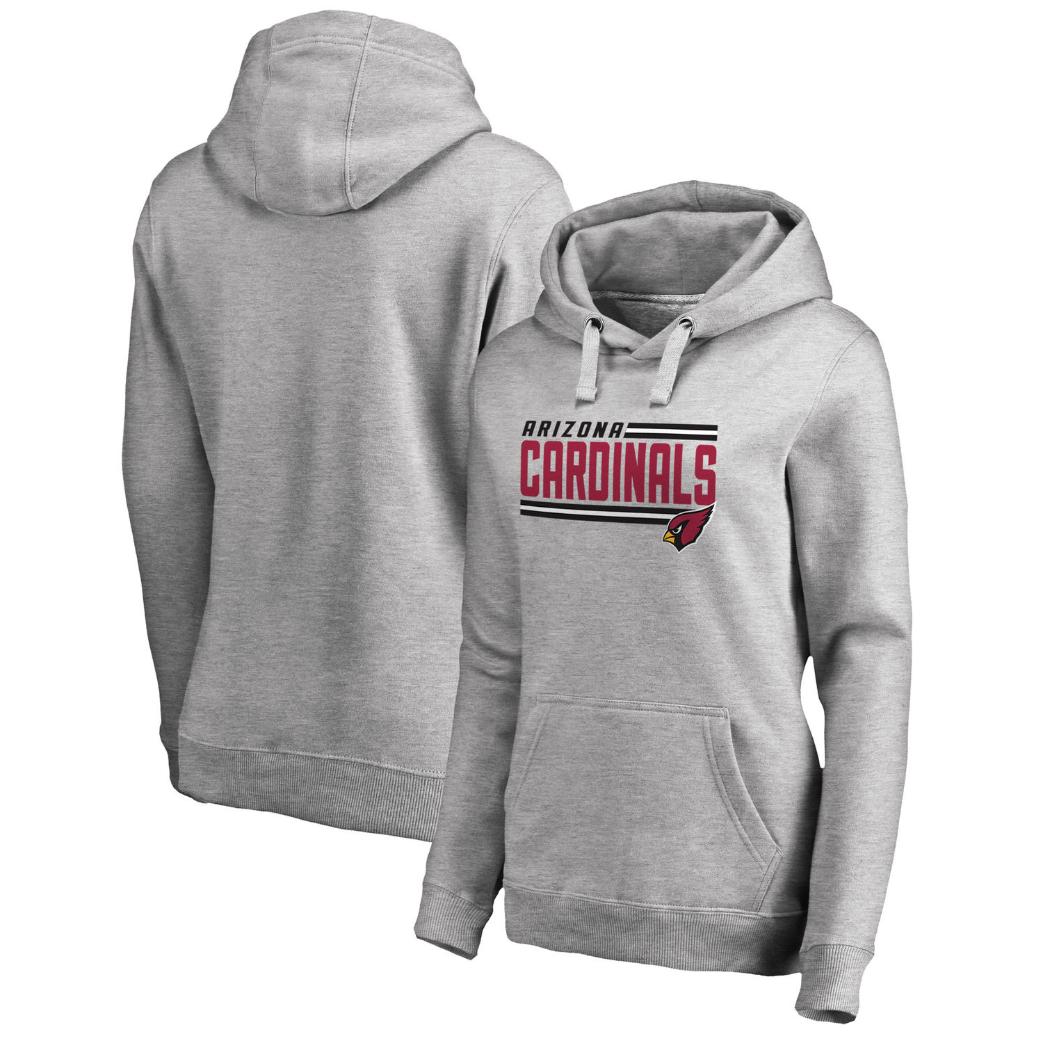 Women's Arizona Cardinals NFL Pro Line by Fanatics Branded Ash Iconic Collection On Side Stripe Pullover Hoodie