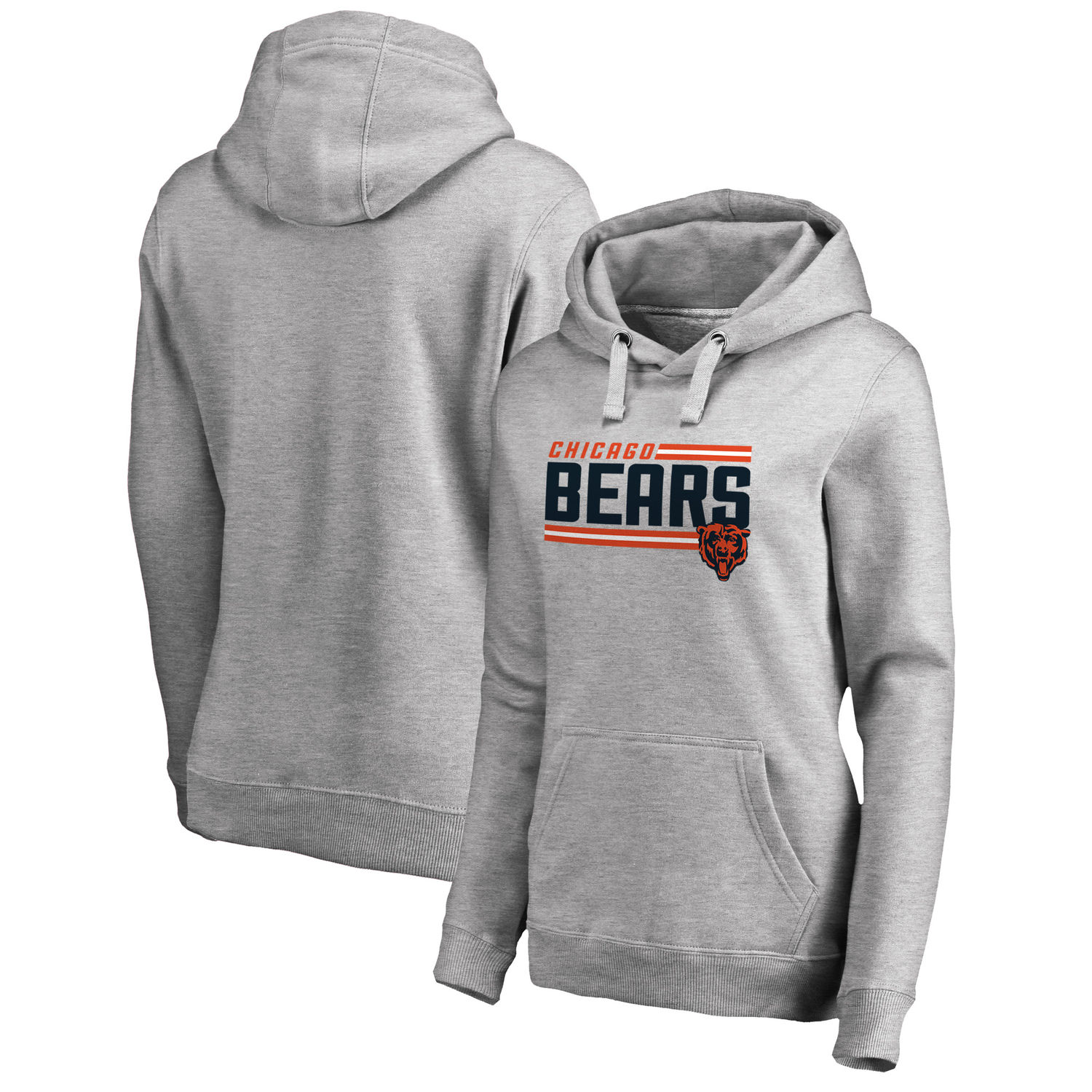 Women's Chicago Bears NFL Pro Line by Fanatics Branded Ash Iconic Collection On Side Stripe Pullover Hoodie