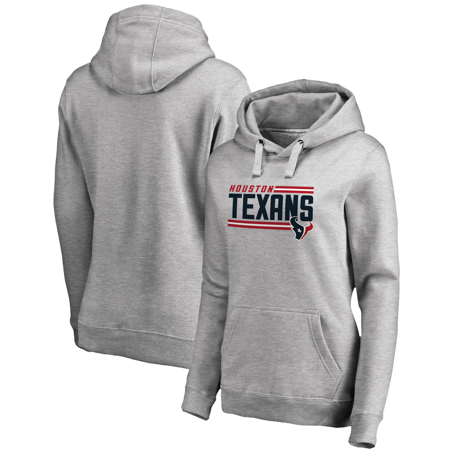 Women's Houston Texans NFL Pro Line by Fanatics Branded Ash Iconic Collection On Side Stripe Pullover Hoodie