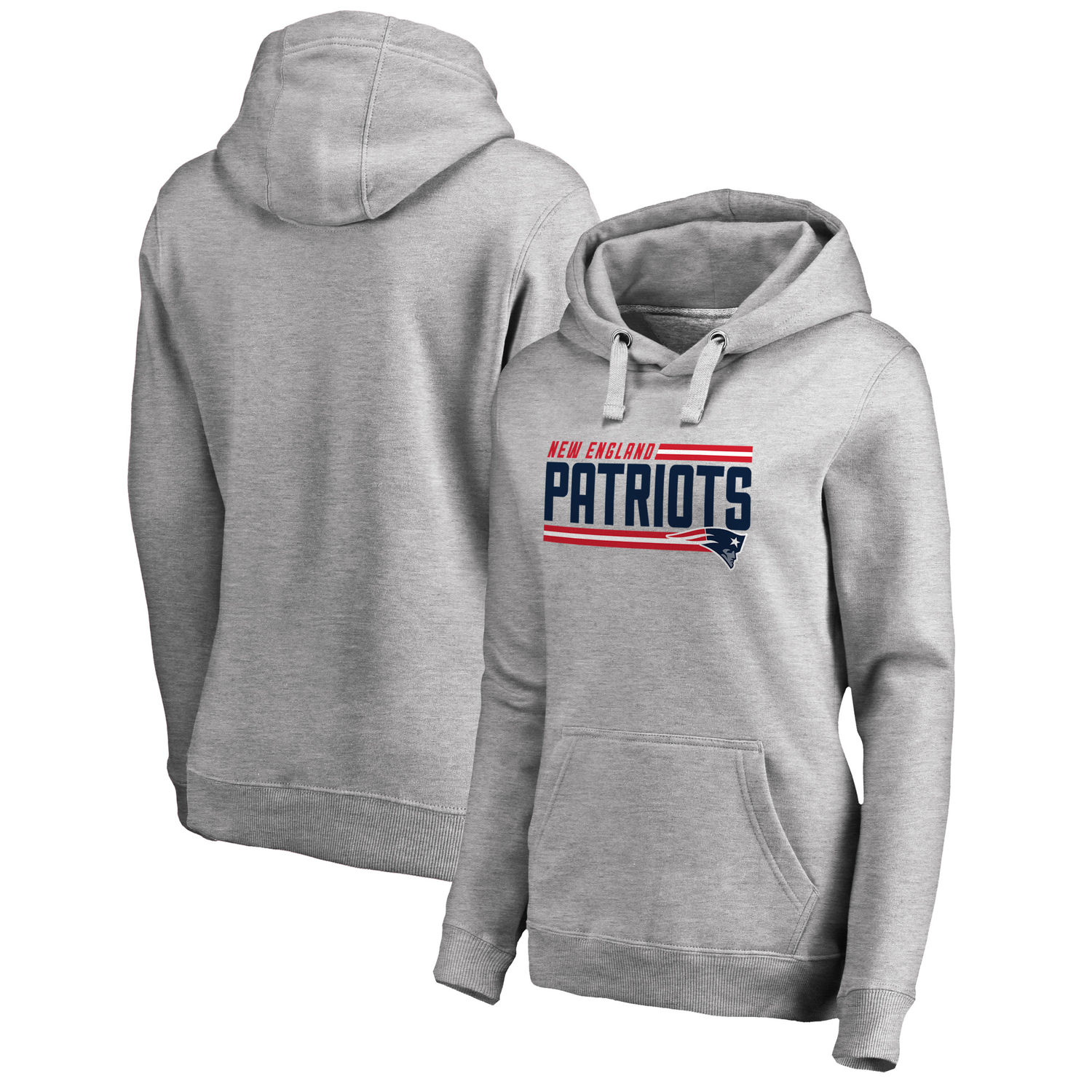 Women's New England Patriots NFL Pro Line by Fanatics Branded Ash Iconic Collection On Side Stripe Pullover Hoodie