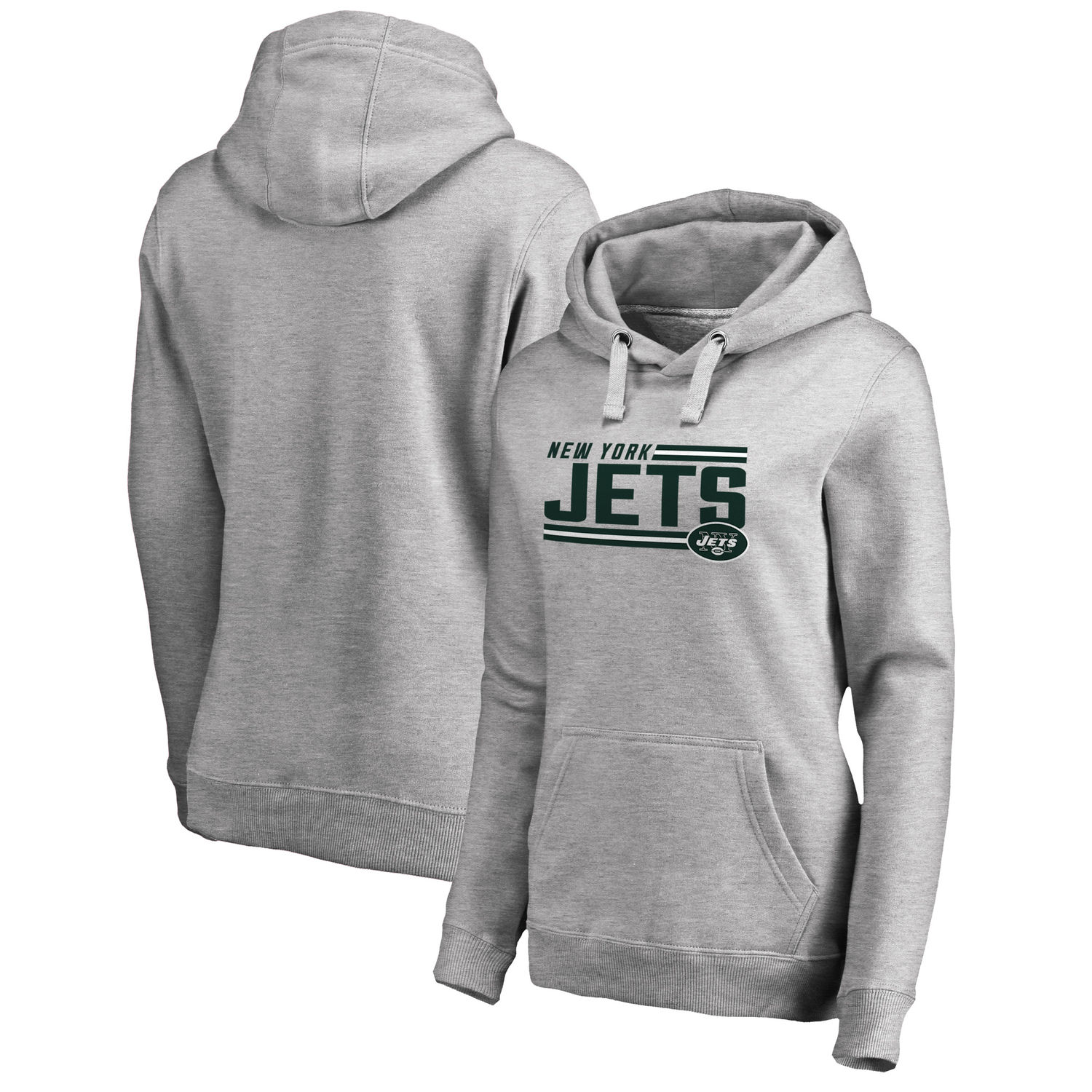 Women's New York Jets NFL Pro Line by Fanatics Branded Ash Iconic Collection On Side Stripe Pullover Hoodie