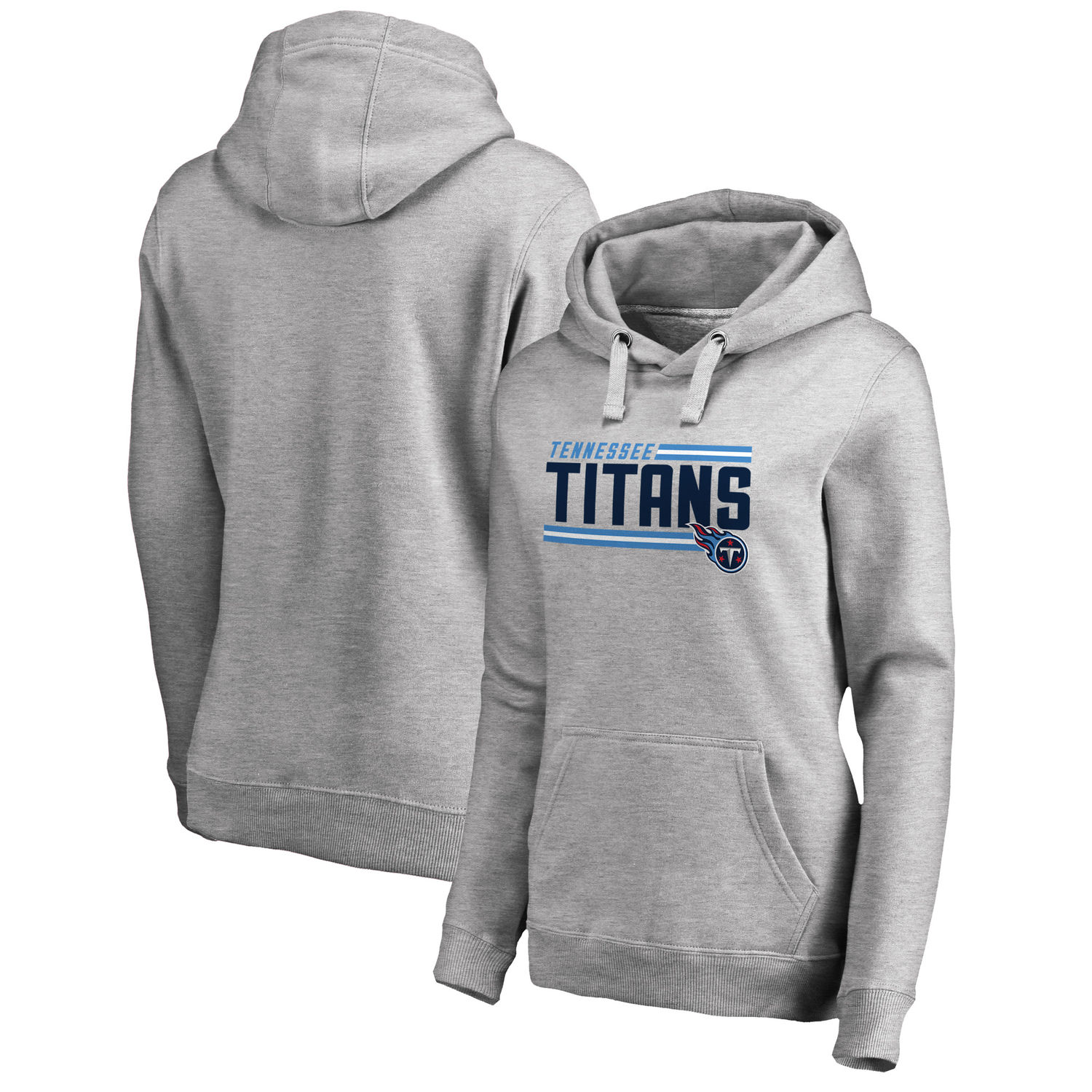 Women's Tennessee Titans NFL Pro Line by Fanatics Branded Ash Iconic Collection On Side Stripe Pullover Hoodie