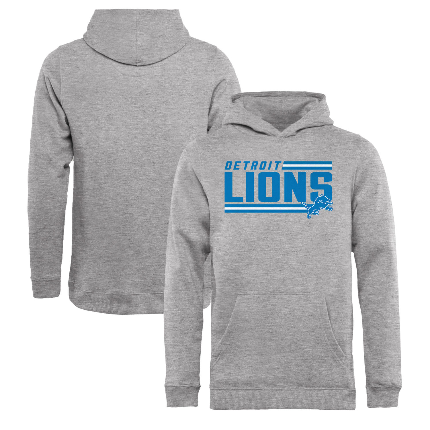 Youth Detroit Lions NFL Pro Line by Fanatics Branded Ash Iconic Collection On Side Stripe Pullover Hoodie