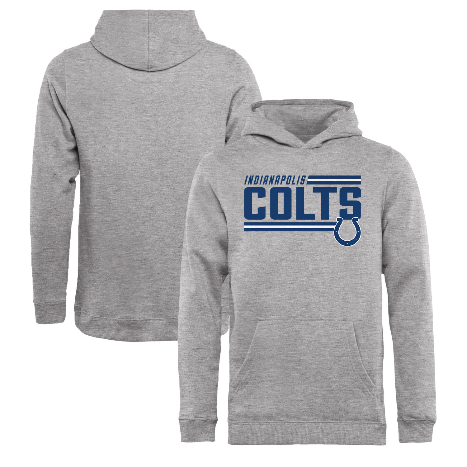 Youth Indianapolis Colts NFL Pro Line by Fanatics Branded Ash Iconic Collection On Side Stripe Pullover Hoodie - Click Image to Close