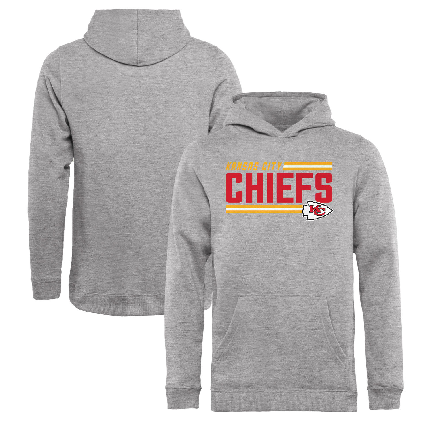 Youth Kansas City Chiefs NFL Pro Line by Fanatics Branded Ash Iconic Collection On Side Stripe Pullover Hoodie