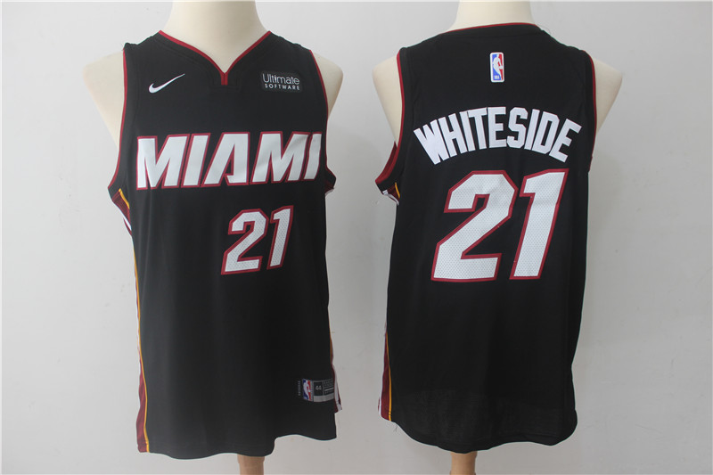 Heat 21 Hassan Whiteside Black Nike Authentic Jersey - Click Image to Close
