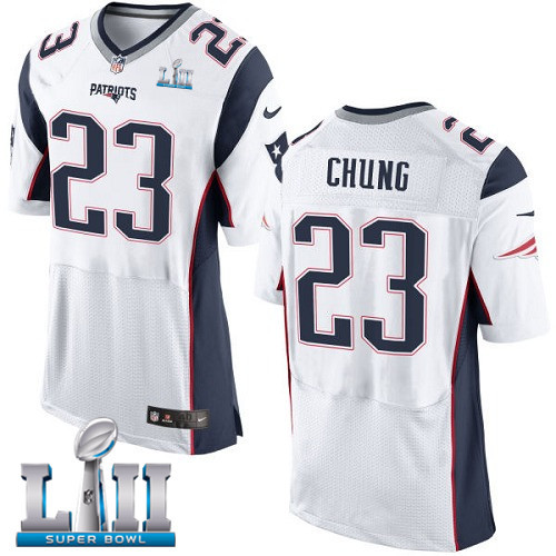 Nike Patriots 23 Patrick Chung White 2018 Super Bowl LII Elite Jersey