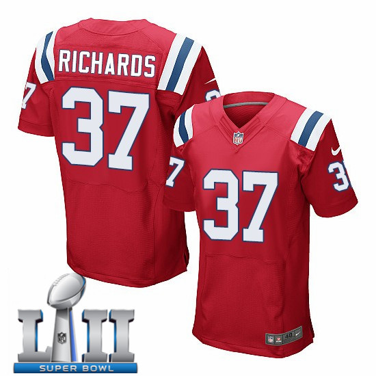 Nike Patriots 37 Jordan Richards Red 2018 Super Bowl LII Elite Jersey
