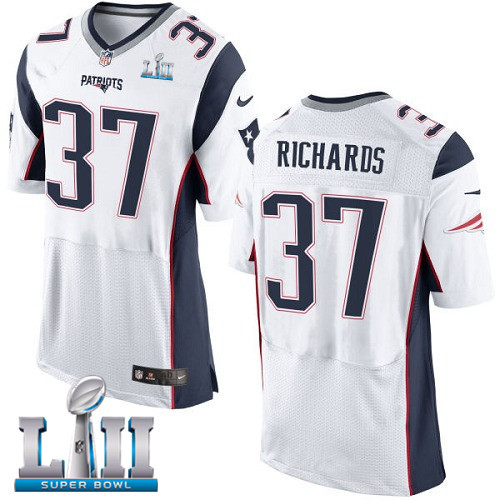 Nike Patriots 37 Jordan Richards White 2018 Super Bowl LII Elite Jersey