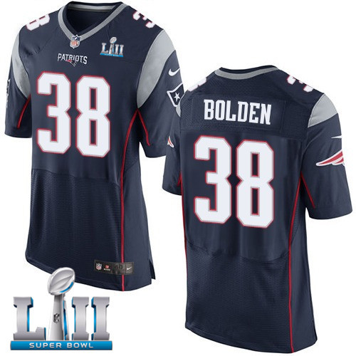 Nike Patriots 38 Brandon Bolden Navy 2018 Super Bowl LII Elite Jersey