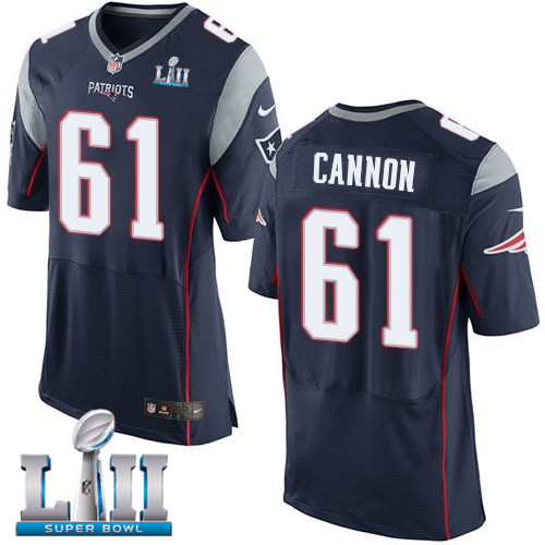 Nike Patriots 61 Marcus Cannon Navy 2018 Super Bowl LII Elite Jersey