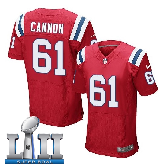 Nike Patriots 61 Marcus Cannon Red 2018 Super Bowl LII Elite Jersey