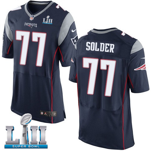 Nike Patriots 77 Nate Solder Navy 2018 Super Bowl LII Elite Jersey