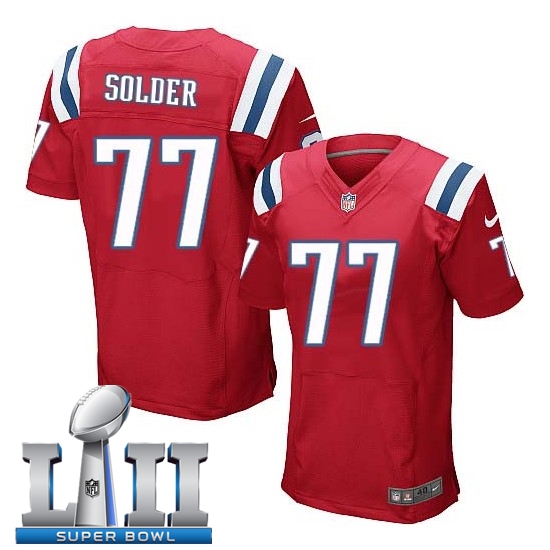 Nike Patriots 77 Nate Solder Red 2018 Super Bowl LII Elite Jersey