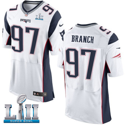 Nike Patriots 97 Alan Branch White 2018 Super Bowl LII Elite Jersey