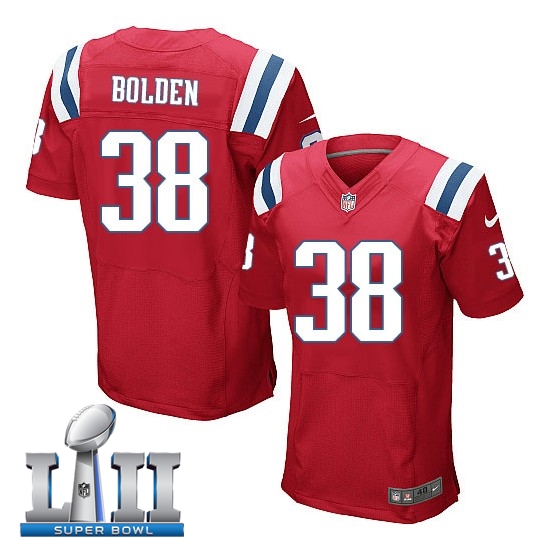Nike Patriots 38 Brandon Bolden Red 2018 Super Bowl LII Elite Jersey