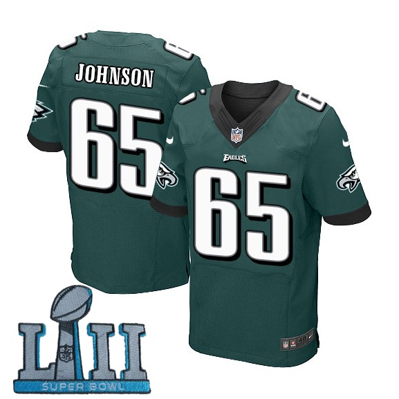 Nike Eagles 65 Lane Johnson Green 2018 Super Bowl LII Elite Jersey