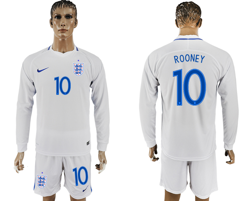 England 10 ROONEY Goalkeeper Home 2018 FIFA World Cup Long Sleeve Soccer Jersey