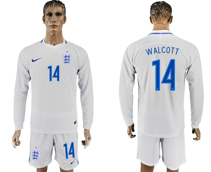 England 14 WALCOTT Goalkeeper Home 2018 FIFA World Cup Long Sleeve Soccer Jersey