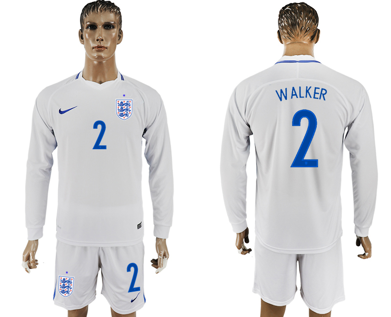 England 2 WALKER Goalkeeper Home 2018 FIFA World Cup Long Sleeve Soccer Jersey