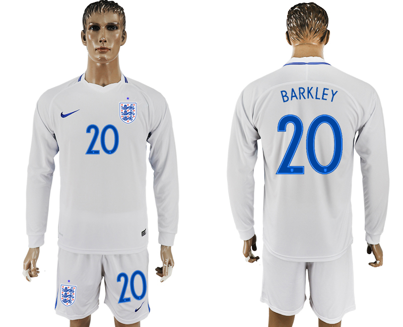 England 20 BARKLEY Goalkeeper Home 2018 FIFA World Cup Long Sleeve Soccer Jersey