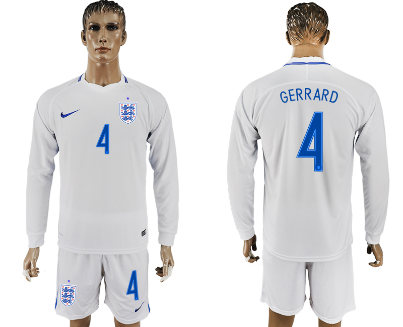 England 4 GERRARD Goalkeeper Home 2018 FIFA World Cup Long Sleeve Soccer Jersey - Click Image to Close