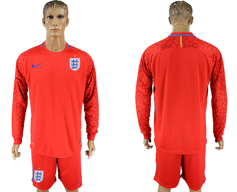 England Red Goalkeeper 2018 FIFA World Cup Long Sleeve Soccer Jersey
