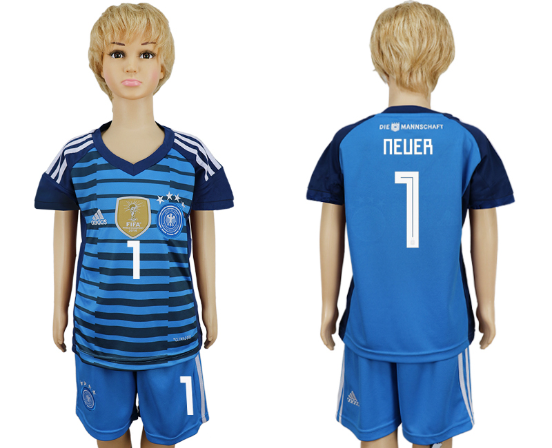 Germany 1 NEUER Goalkeeper Youth 2018 FIFA World Cup Soccer Jersey - Click Image to Close