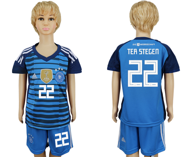 Germany 22 TER STEGEN Goalkeeper Youth 2018 FIFA World Cup Soccer Jersey - Click Image to Close