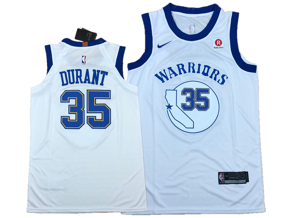 Warriors 35 Kevin Durant White Fashion Current Player Hardwood Classics Nike Authentic Jersey
