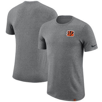 Cincinnati Bengals Nike Marled Patch T Shirt Heathered Gray - Click Image to Close