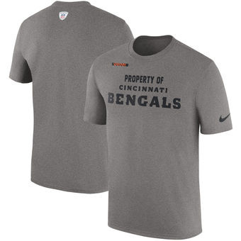 Cincinnati Bengals Nike Sideline Property Of Facility T Shirt Heather Gray - Click Image to Close