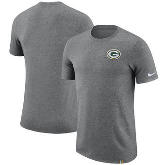 Green Bay Packers Nike Marled Patch T Shirt Heathered Gray - Click Image to Close
