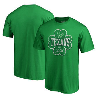 Houston Texans NFL Pro Line by Fanatics Branded St. Patrick's Day Emerald Isle Big and Tall T Shirt Green - Click Image to Close